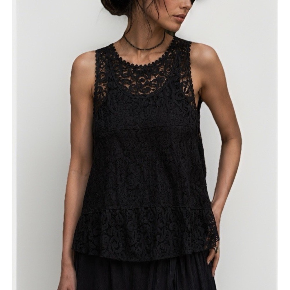 American Eagle Black Lace Sheer Tank Top Womens S Whimsy Gothic Boho Layering
